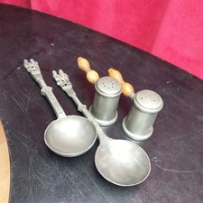 Zinn Set 2 Löffel + Salz und