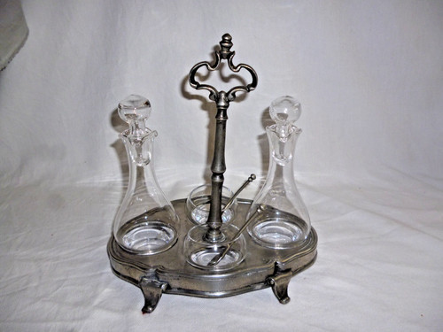 Alte menage zinn glasflakon - menage,